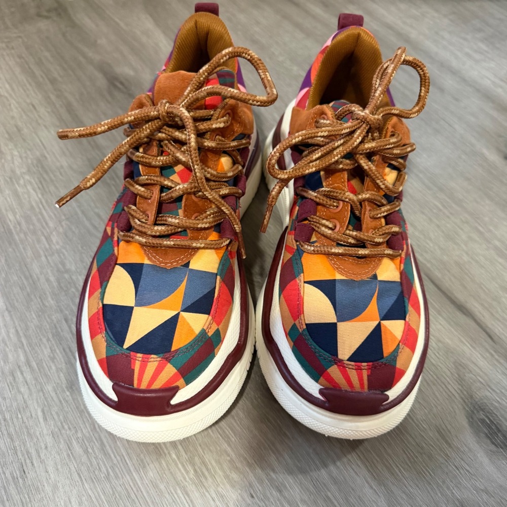 Farm Rio Graphic‎ Scarves Platform Sneakers Multi Color Geometric Womens 7.5 - Picture 2 of 6